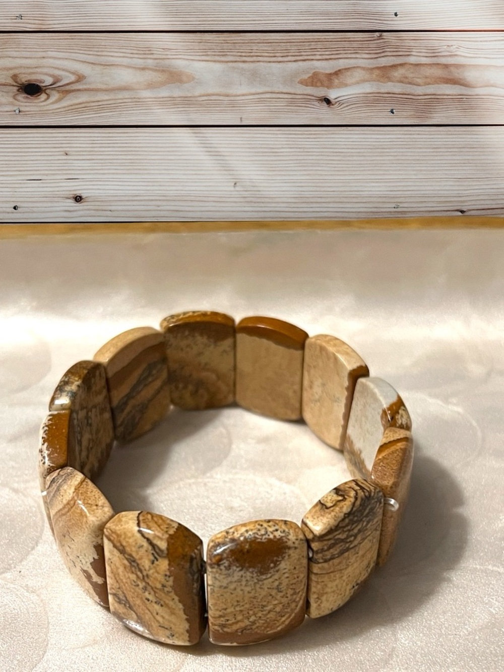Natural Picture Jasper Stretch Bracelet 7.5”